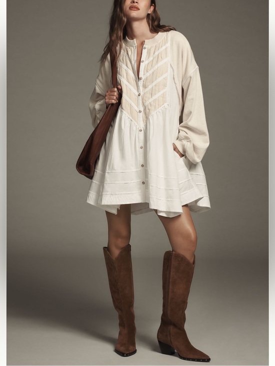 Pilcro Dresses & Skirts - Anthropologie Pilcro Button-Front Twofer Mini Dress